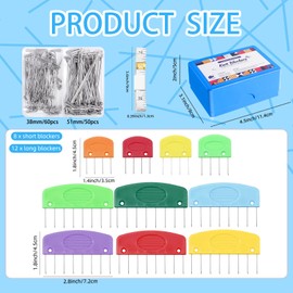 130 Pcs Knit Blockers, Knit Blocking Combs for Blocking, Rainbow Knit Blocking Combs Pins for Crocheting and Tape Measure Ruler, Knitting Block Pins Tool for Blocking Mats