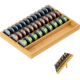 Bamboo Coffee Pod Storage Holder for Drawer Coffee Pods Organizer for Counter, Compatible with Capsules for Kitchen Coffee Station (Bamboo)