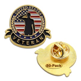 50 Pcs US Veteran Day Pins – Female/Male Soldier Patriotic American Flag Pins Memorial Day Military Lapel pin For Man Woman Gifts