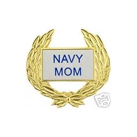 USN NAVY MOM MOTHER  WREATH BRASS  PIN