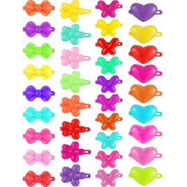 WILLBOND 100 Pieces Girls Hair Barrettes Self Hinge Plastic Clip Toddler Kids Baby 80s 90s Clip Colorful Cute Cartoon Hair Pin Accessories(Butterfly, Plum Blossom, Bow, Heart-shaped)