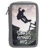 Idena 20123 Triple Pencil Case with 3 Zip Compartments Skateboard