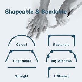 MaKefeile Ceiling Curtains Tracks Aluminum Flexible Bendable Curtains Tracks Ceiling Mount Room Divider Tracks RV Outdoor Curtain Tracks Hooks Systems 6-9ft White.