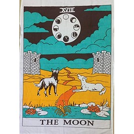 Indian Consigners Tarot Card Wall Tapestry, Decorative Hanging Art (The Moon Color)