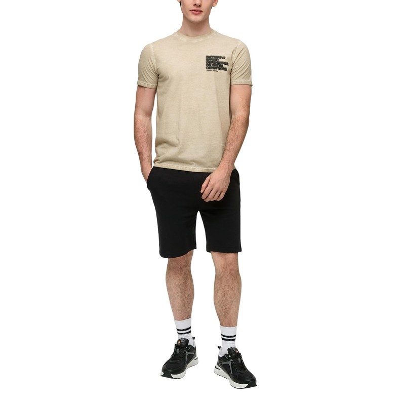 QS Men's Sweat Shorts with Drawstring, Black 9999