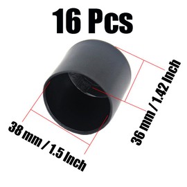 16Pcs 1-1/2 Inch (38mm) Round Rubber Chair Leg Tips Caps, Chair Table Leg Covers Floor Protectors, Chair Leg End Caps for Furniture, Chair, Table