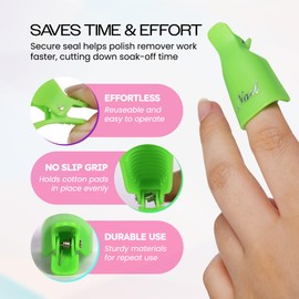 Pana Reusable Keeper Acrylic Nail Art Soak Off UV Gel Polish Remover Cap Clips Manicure Tool (2 Packs, Green)