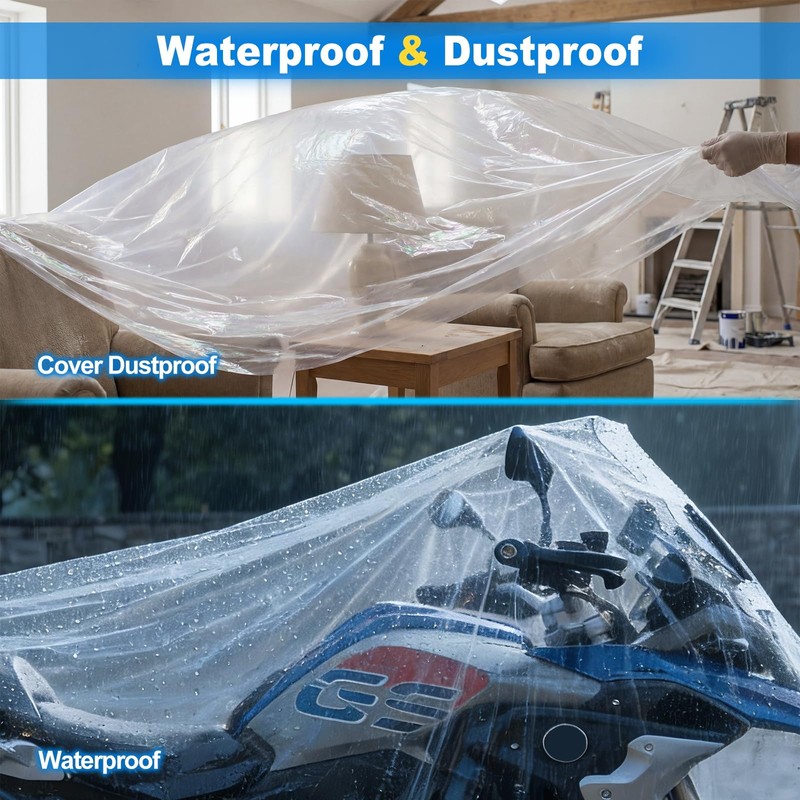 6 Pack Plastic Drop Cloths for Painting 9x12ft - Disposable