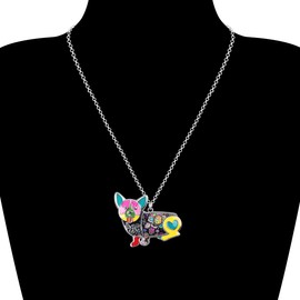 BONSNY Love Heart Enamel Zinc Alloy Metal Corgi Dog Necklace Animal pendant Unique Design (Multicolor)