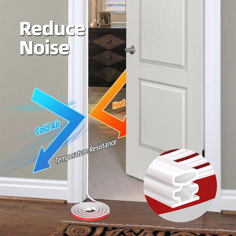 JSIWOTH Weather Stripping, White D-Shaped Rubber Seal Strip for Doors/Windows,