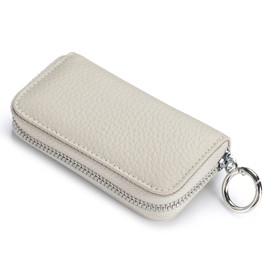 imeetu Key Case, Men's, Women's, Smart Key Case, Genuine Leather, 6 Hooks, Compact, Popular, Convenient, pearl white