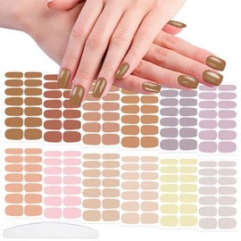 WOKOTO 12 Sheets Light Brown Series Nail Wraps for Women Solid Nail Stickers Gel Nail Strips for Women Girls Stick On Nails Polish Stickers Full Nail Wraps Gel Nail Stickers Strips Gel Polish Strips
