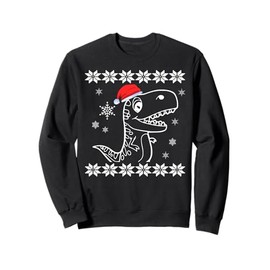 Xmas T-Rex - Santa Dinosaur Christmas lights Holiday Costume Sweatshirt