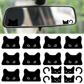 14 Pcs Cute Kitty Cat Mirror Decals for Car, Peeking Cat Sticker for Rearview Mirror, Waterproof Indoor Outdoor Vinyl Decal, for Car Rearview Mirrors, Windows, Laptops, Water Bottles
