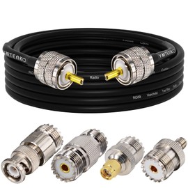 YOTENKO - Cable coaxial CB, cable coaxial RG58 de 13 pies, UHF PL259 macho a macho + adaptador UHF SO239 hembra a SMA/UHF/BNC, paquete de 4 para antena de radio CB, radio de jamón, medidor SWR, radio