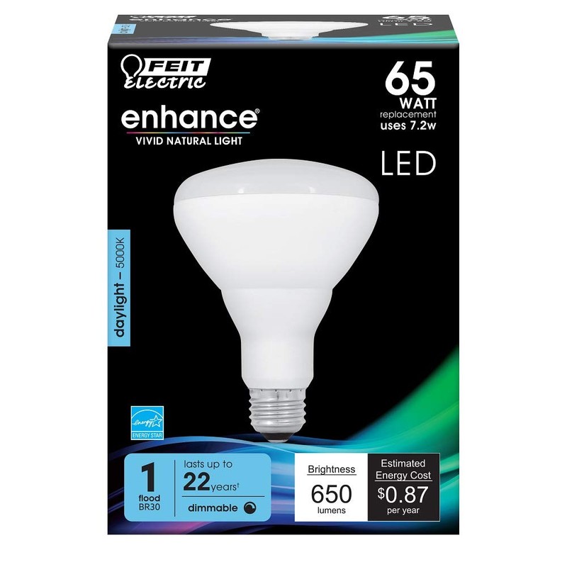 Feit Electric LED BR30 Bulbs, 65W Equivalent, 7.2W LED, 650