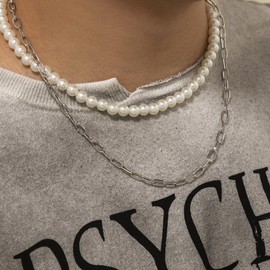 Stocking Stuffers Gifts for Women Layered Pearl Choker Necklaces for Men Silver Chain Choker Necklace for Women Gold Paperclip Chain Necklace Gifts