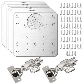 Simpeak [8 Sets] Cabinet Hinge Repair Plates, 8X Stainless Steel Hinge Repair Plate and 48x Screws, Hinge Repair Brackets with 2X Cabinet Door Hing for Wood, Furniture, Shelves