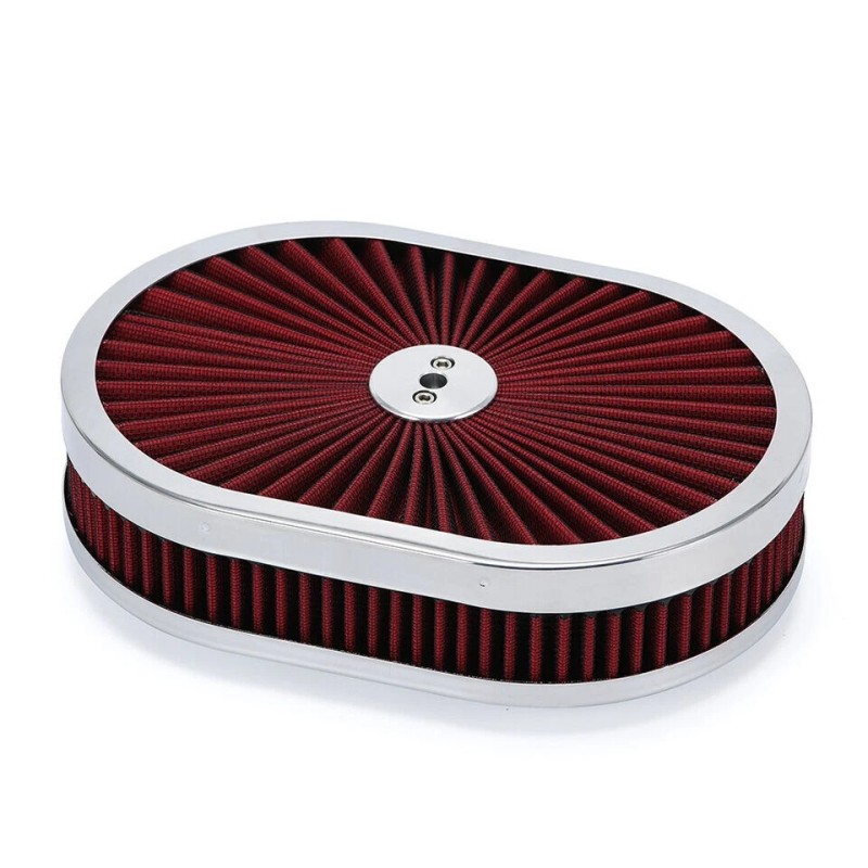 espeedpro21 Chrome 12"x2 Oval Super flow Thru Air Cleaner Washable