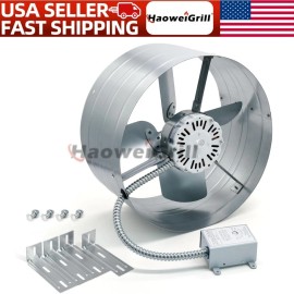 Unbranded 15 Inch Exhaust Fan,1600CFM 2400 SQF Low Noise Gable Vent Attic Fan w/Thermostat