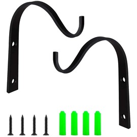 Soporte para Plantas Colgantes, Gancho para Cesta de Flores de Pared, Gancho Colgante de Metal Resistente para Linternas Colgantes, Comederos para Pájaros, 2 Piezas (Negro)