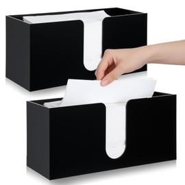 2Pack Paper Towel Dispenser Countertop Black Acrylic Paper Towel Holder Countertop, Multifold-Paper Towels Holder for Z-fold C-fold Trifold, Papers Towels Dispenser for Kitchen Bathroom Restaurant