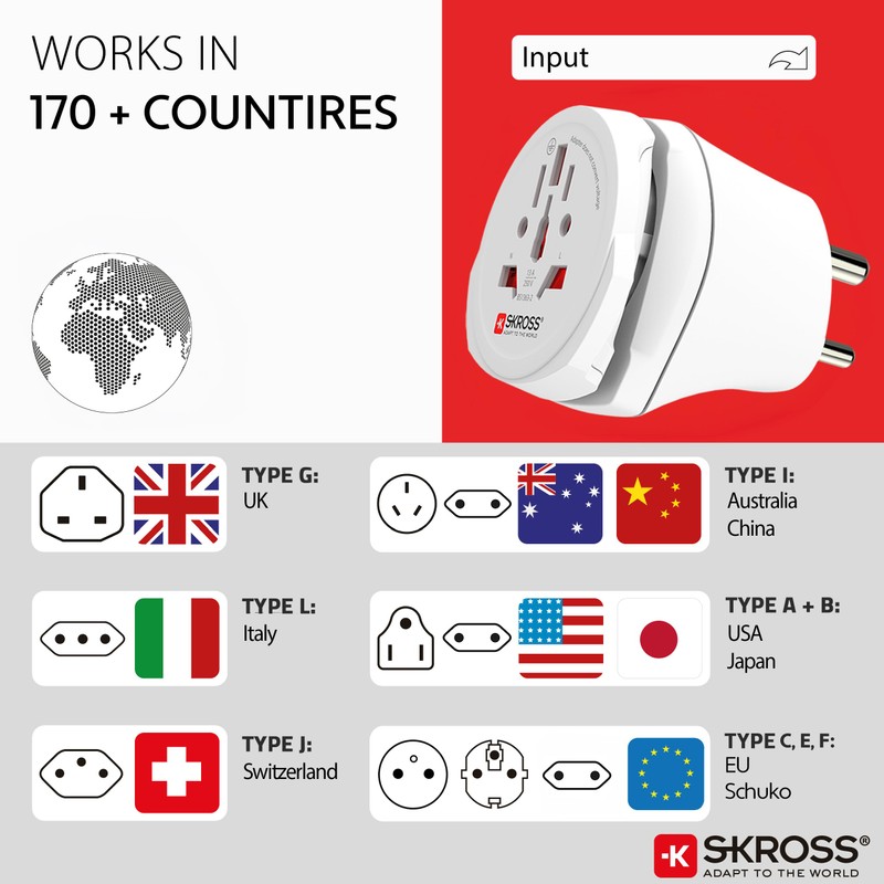SKROSS Country Adapter Combo World to India
