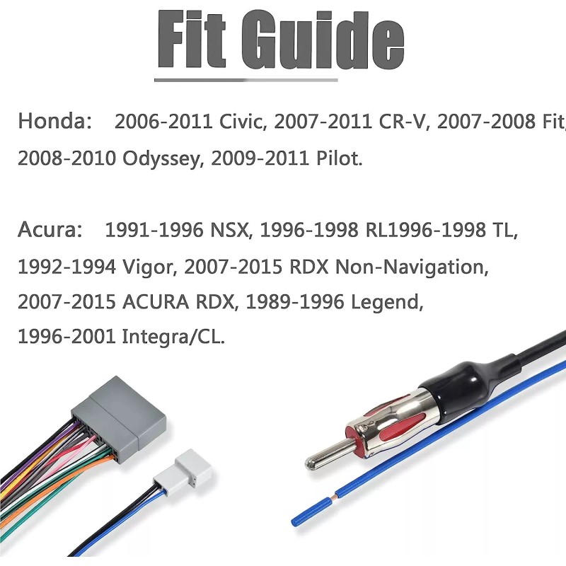 RED WOLF Radio Stereo Wiring Harness Antenna Adapter For Honda