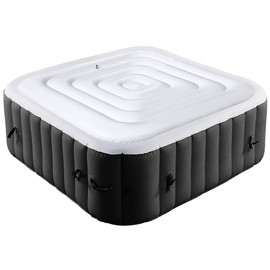 Tlswshsy 4.2Ft Inflatable Hot Tub Cover- Energy Saving Lid for Square Hot Tub- Foldable Protective Rain Overflow Cover for Inflatable Outdoor Hot Tubs