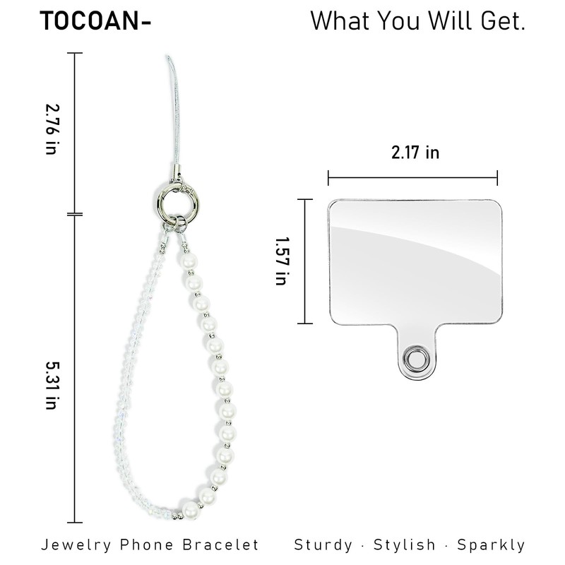 Tocoan Phone Charm Wrist Strap with Tether Tab, Detachable Anti-Theft