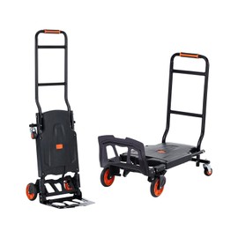 VEVOR Aluminum Folding Hand Truck, 2 in 1 Design 300 Lbs Capacity, Heavy Duty Industrial Collapsible cart, Dolly Cart with Rubber Wheels for Transport and Moving in Warehouse, Supermarket, Garden