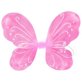 Dushi Girls Butterfly Fairy Wings for Fairy Costumes Sparkle Fairy Princess Wings Party Favor… (pink-fbm)