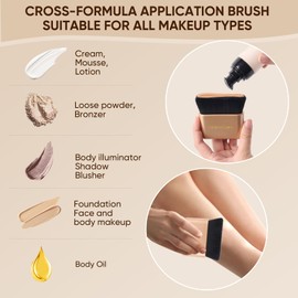 NUBANGOO Professional Kabuki Foundation Brush,Makeup Brush, Self Tanner Brush,Self Tanning brush,Foundation Makeup Brush Cream Powder Liquid,Face Neck Body Leg Tanning Makeup (Gold Black)