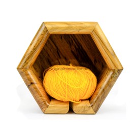 Mahogany Handcrafted Premium Hexagonal Large Yarn Ball Storage Bowl | Skein Holder for Knitters | Knitting & Crocheting Art Craft Accessories | Nagina International (Medium)