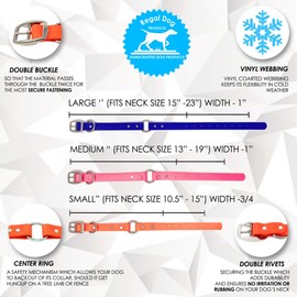 Waterproof Dog Collar with Heavy Duty Center Ring - Custom Fit Vinyl-Coated Webbing Water Resistant, Anti Odor and Easy to Clean Dog Collar with Double Buckle and D Ring