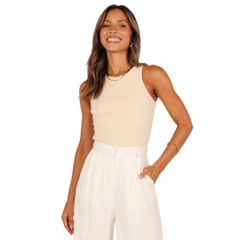 Petal & Pup Women's Ari Ribbed Tank Top, Beige, X-Large