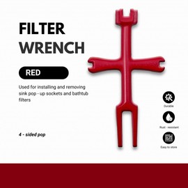 Juglok 4 - sided pop - up drain filter wrench, suitable for bathroom and shower tray tools, used for installing and removing sink pop - up sockets and bathtub filters (red)
