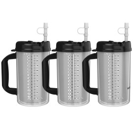 Whirley Drink Works (3) 32 oz Insulated Hospital Mugs with Black lids | BPA FREE!