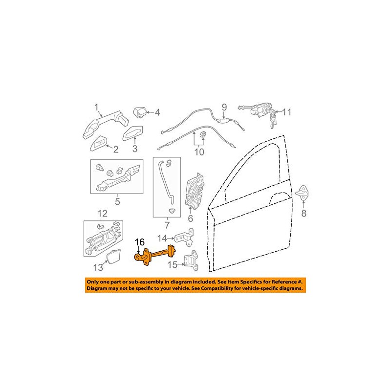 Genuine Honda Parts - Checker, L. Fr. Door (72380-T2F-A01)