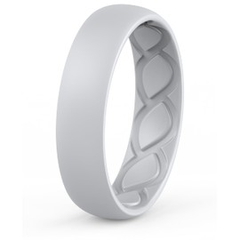 Saco Band Silicone Ring for Women - 6mm Width 1.9mm Thick (Light Grey A - Size 5.5-6 (16.50mm))