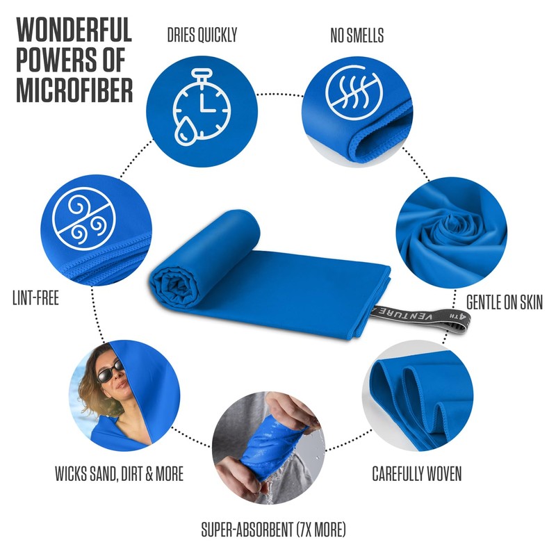 VENTURE 4TH Quick Dry Towel. Microfiber Travel Towel Ideal for