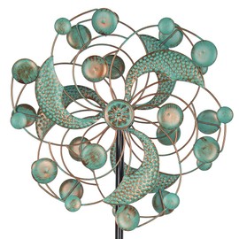 DREAMYSOUL Wind Spinner, Kinetic Wind Spinners Outdoor Metal, Garden Spinner for Yard Outside Patio Lawn Decor (Green & Cooper)