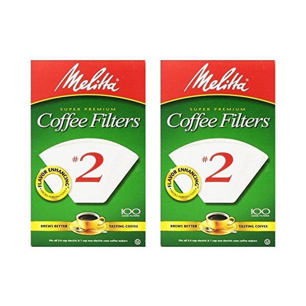 Melitta 6 cups White Cone Coffee Filter 100 pk (pack of 2)