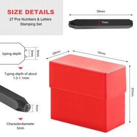 Gueenky 27 Piece Letter Set 5 mm, Alphabet A-Z & Letter Metal Punch Stamp for Stamping Metal Plastic Wood Leather