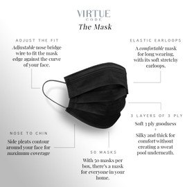 VIRTUE CODE Seamless Essentials Face Masks - Soft 3 Ply Comfort Face Masks, Colorful Disposable Face Mask 50 Pack. Twilight Colored Masks. Adults Mens and Womens Disposable Face Masks