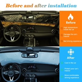 Car Windshield Sunshade for Mazda MX-5 NC 2009-2015 Foldable Sun Shield Reflective Polyester Sun Visor Cover Block Heat and Sun Protection, UV Rays Sun Visor Protector Accessories