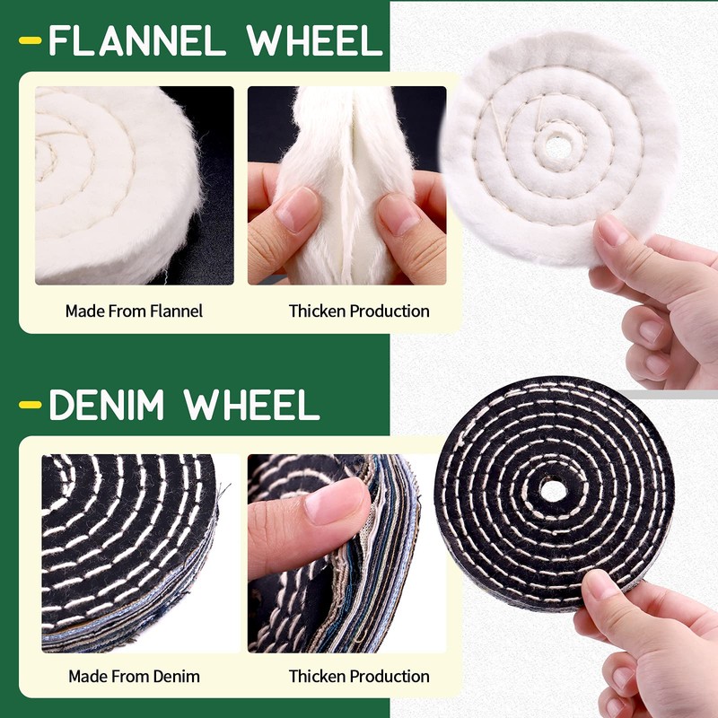 Keadic 8Pcs 4inch Buffing Polishing Wheel Kit Includes Polishing Compounds,