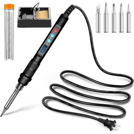 Simple 90W Set, Digital Display, Soldering Iron Set, Power Button Included, 180°C to 500°C, Soldering Iron, LCD Display, Digital Temperature Control (90W-Cord Type)