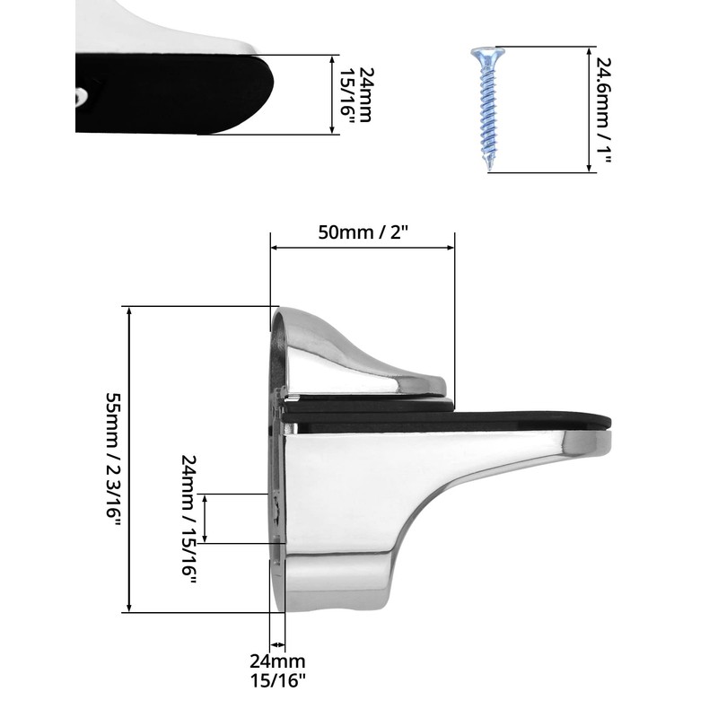 QWORK® 4 Pack Adjustable Glass Shelf Brackets, Wall Mounted Zinc