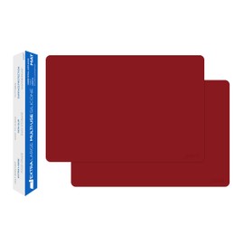 GASARÉ, Set of 2, Extra Large, Thick, Silicone Mats for Kitchen Counter, Heat Resistant Mats, Countertop Protector, Non-Slip, Easy to Clean, 25 x 17 Inches x 1.4mm, Red